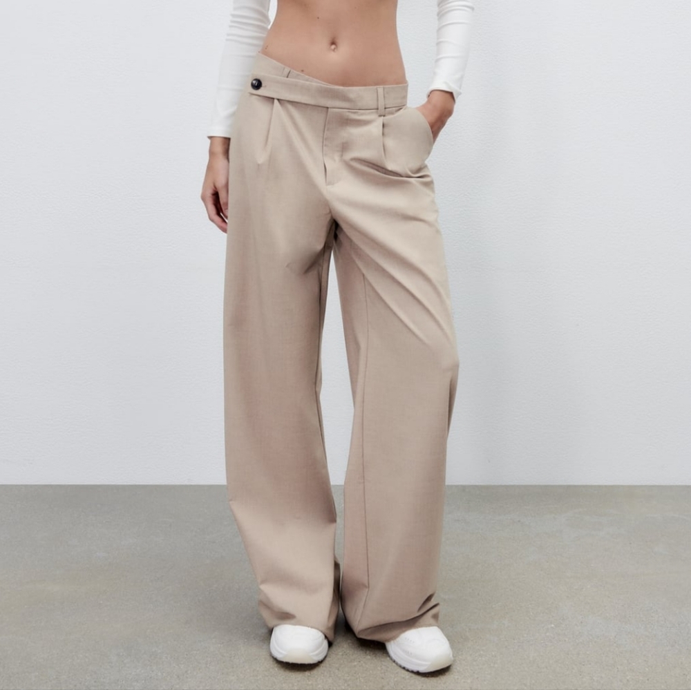 ZARA Asymmetrical Waist Full Length Pants
